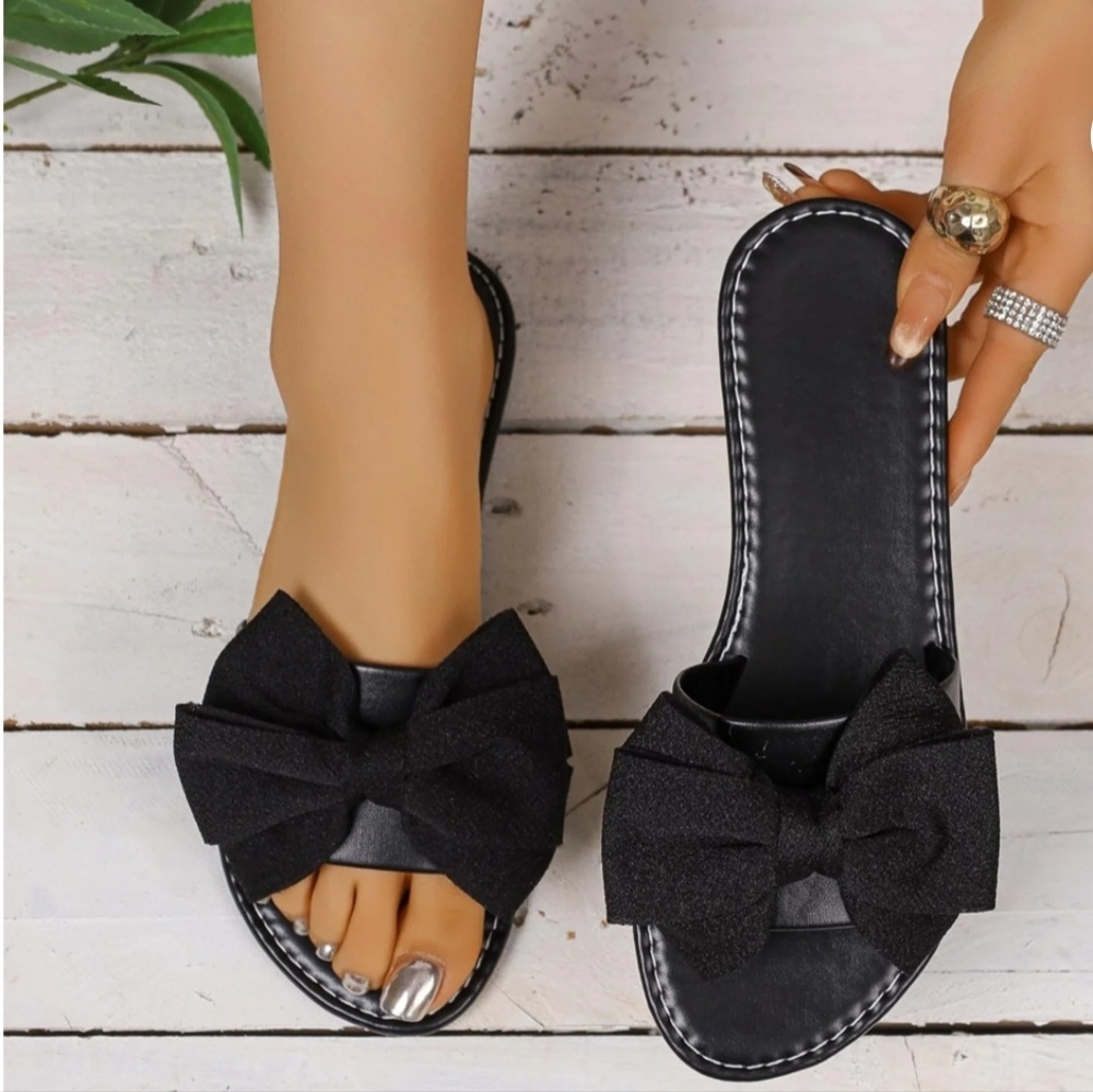 Black Bow Sandals